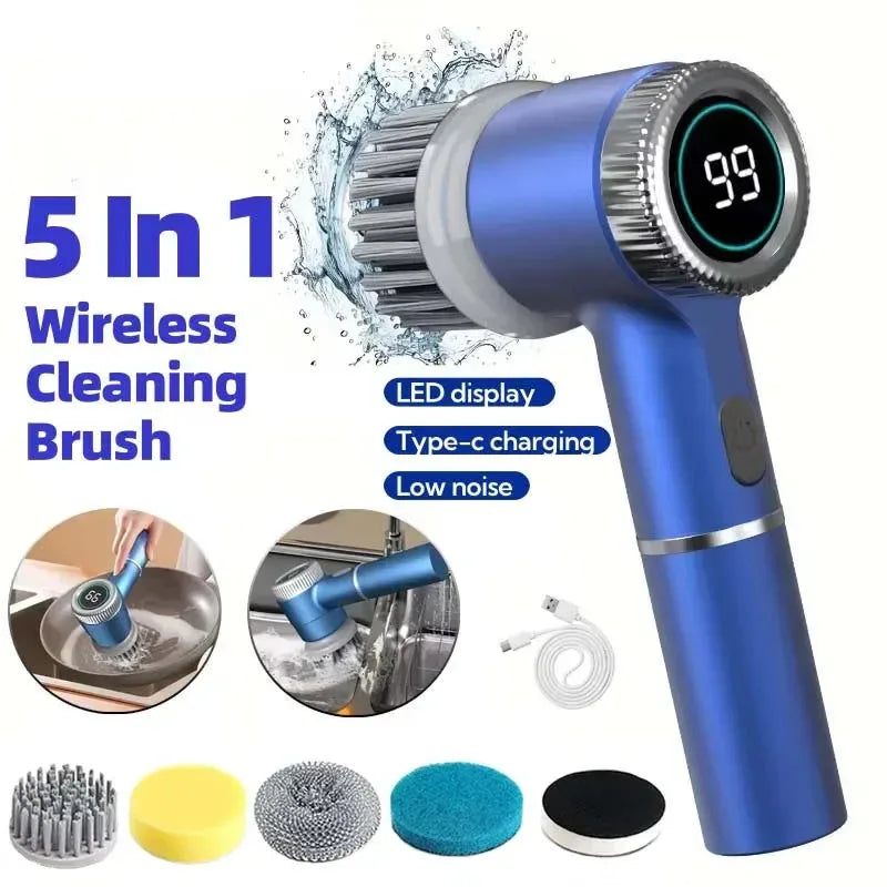 Cepillo de limpieza eléctrico inalámbrico potente IPX7 impermeable recargable por USB limpiador automático de mano multiusos doméstico