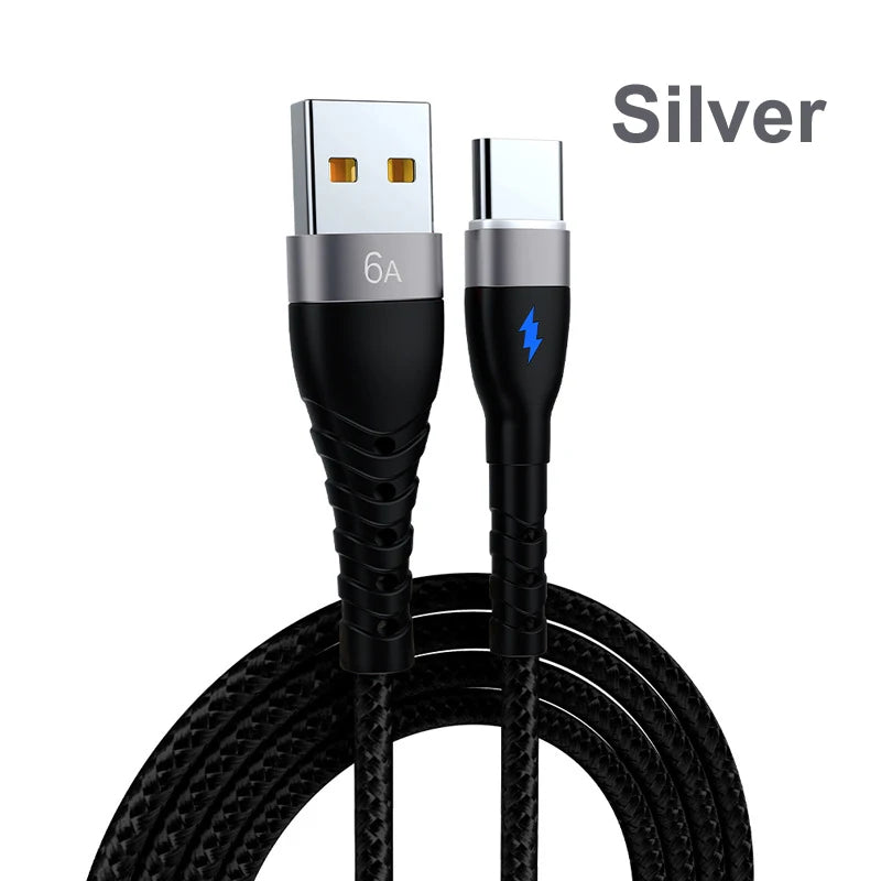USB Type C Cable 6A For Huawei super Fast P30 P40 Pro Charging Wire USB C Charger Data Cord Samsung S21 S20 Poco xiaomi redmi