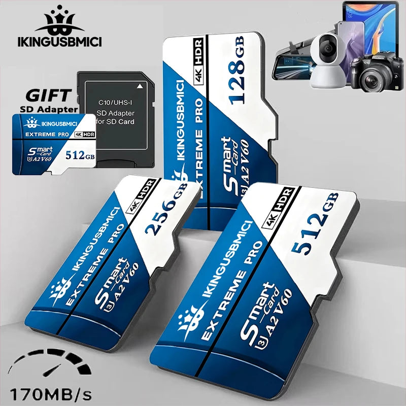 Extreme A1 4K Micro TF Card - High-Speed 190GB/s Memory TF Flash Card for Drones Phones Dash Cams 64GB 128GB 256GB 512GB
