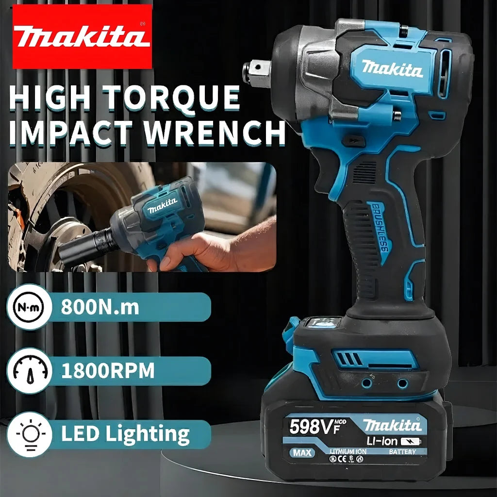 Makita 800N.M High Torque Brushless Electric Impact Wrench Cordless Rechargeable Screwdrivers Tool For Makita 18V Battery Pin