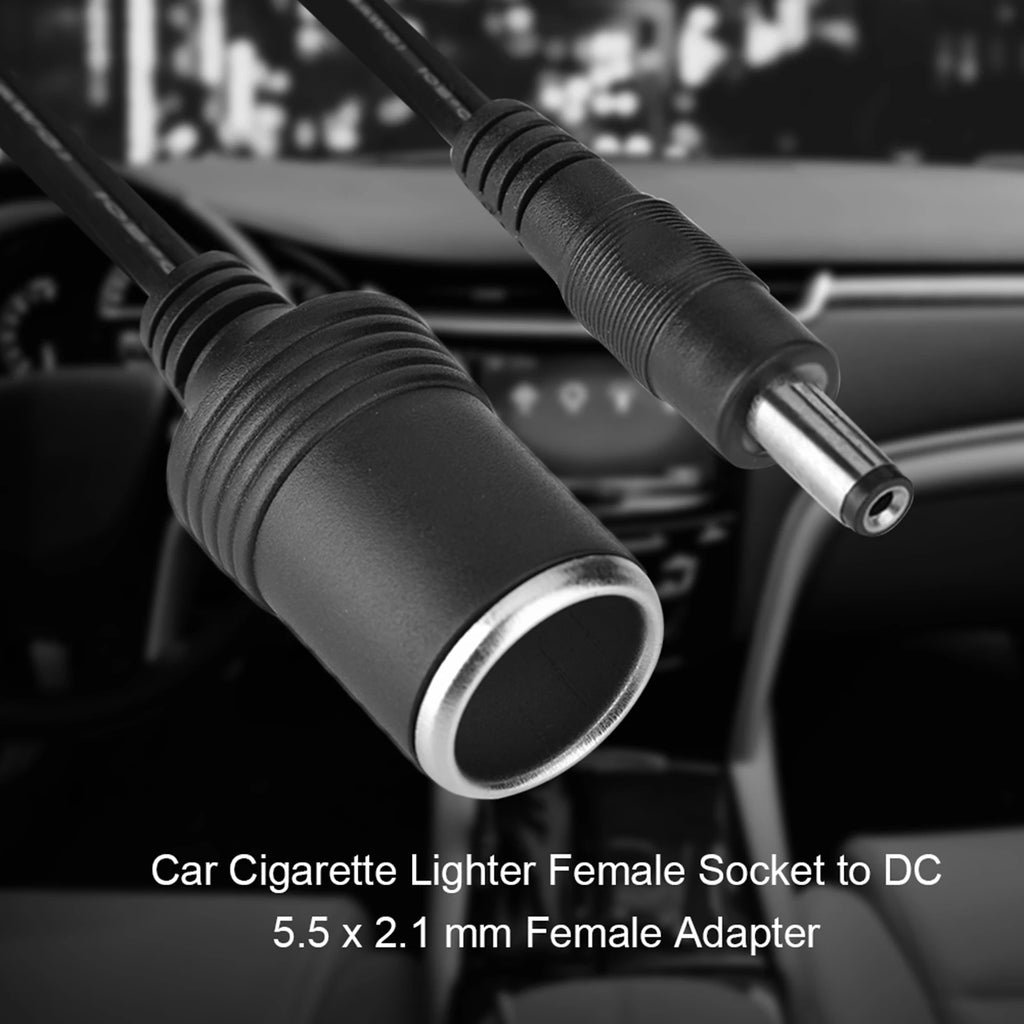 DC 5.5 x 2.1mm Female Plug to Car Cigarette Lighter Female Socket Power Supply Cable
