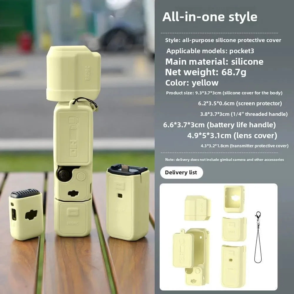 DJI Pocket 3 Silicone Case Osmo Action Camera Protective Cover Anti-Scratch DJI P3 Camera Accessory