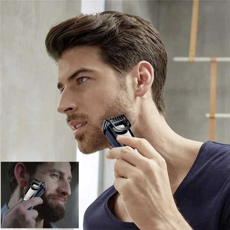 Kemei 632 Recortadora de Barba Ajustable de 0,5-10mm para Hombres, Máquina de Cortar Pelo Facial Recargable, Recortadora de Bigote y Barba de Tres Días