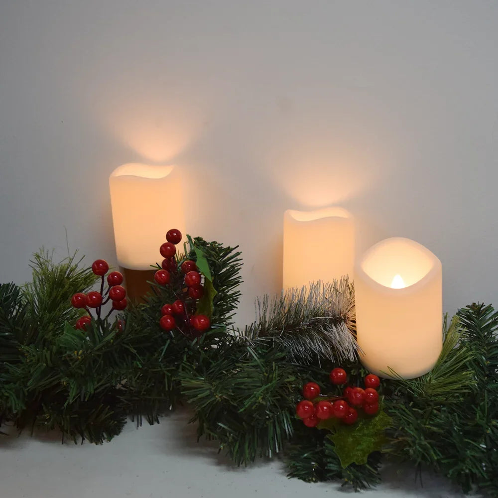 Vela LED cilíndrica sin llama, luz nocturna impermeable con control remoto a pilas, decoración del hogar