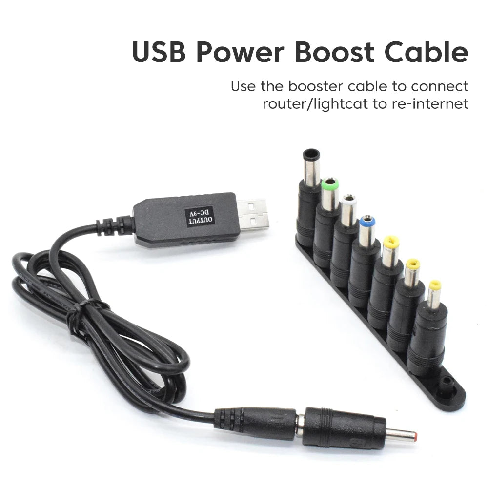 Elough WiFi to Power bank Cable Connector USB DC 5V to 12V Cable Boost Converter Step-up Cord For Wifi Router Modem Fan Speaker