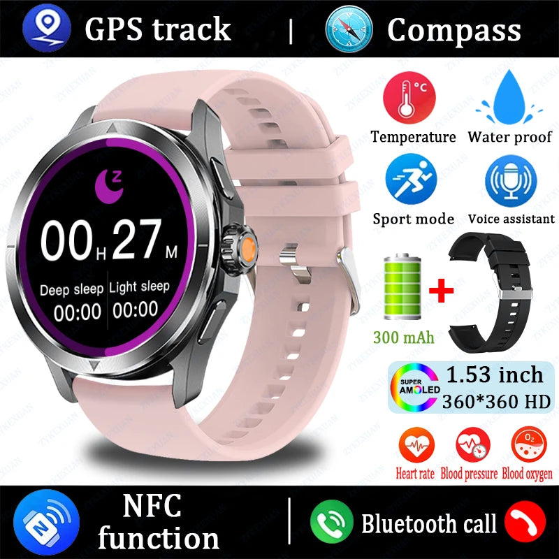 Original S4 Ultra Smart Watch Men  AMOLED Outdoor Sport NFC GPS Track Heart Rate Waterproof Bluetooth Call Smart watch 2025 New