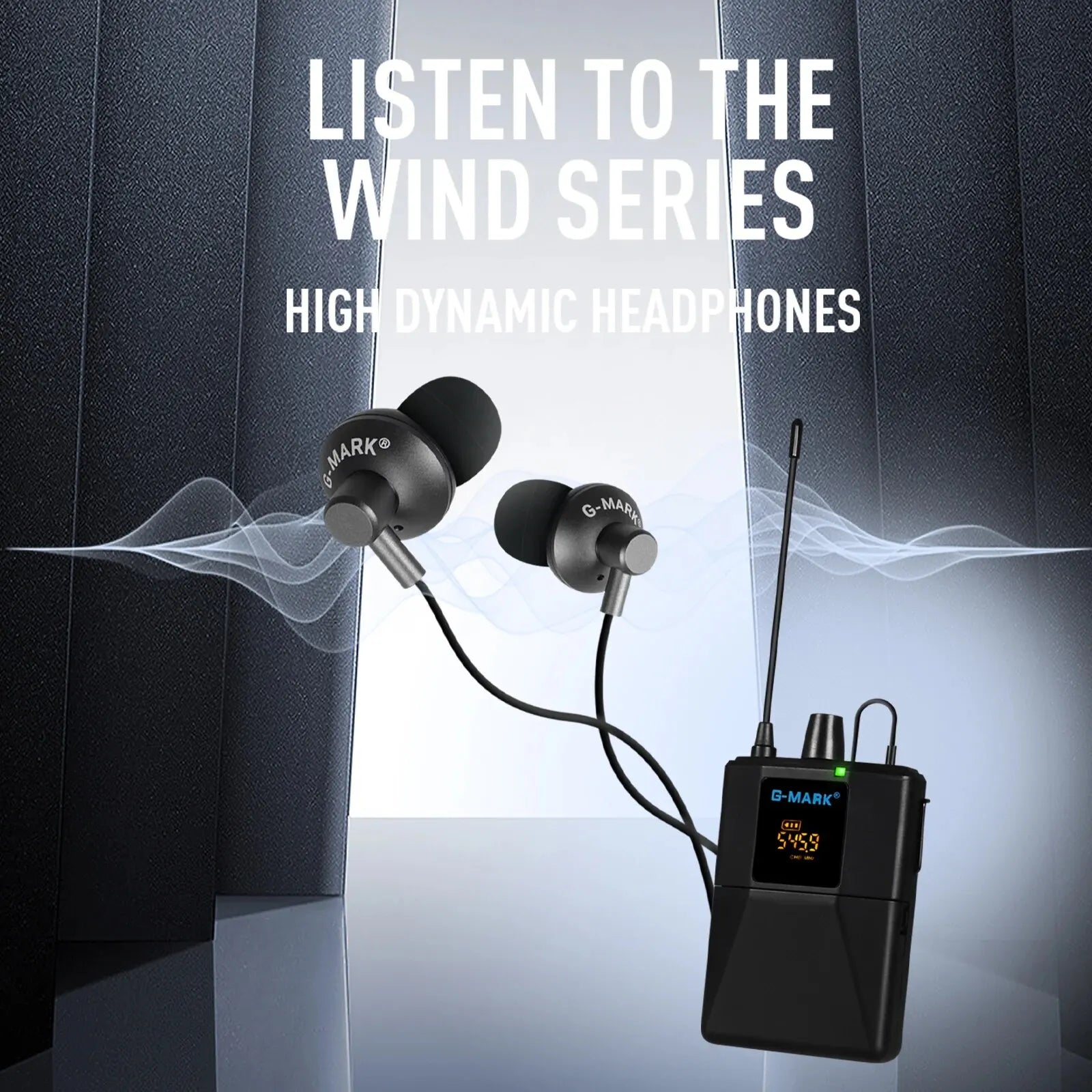 Monitor inalámbrico in-ear G-MARK G2.1IEM UHF con retorno para escenario, estudio y frecuencia seleccionable, para guitarra, banda, DJ y fiestas