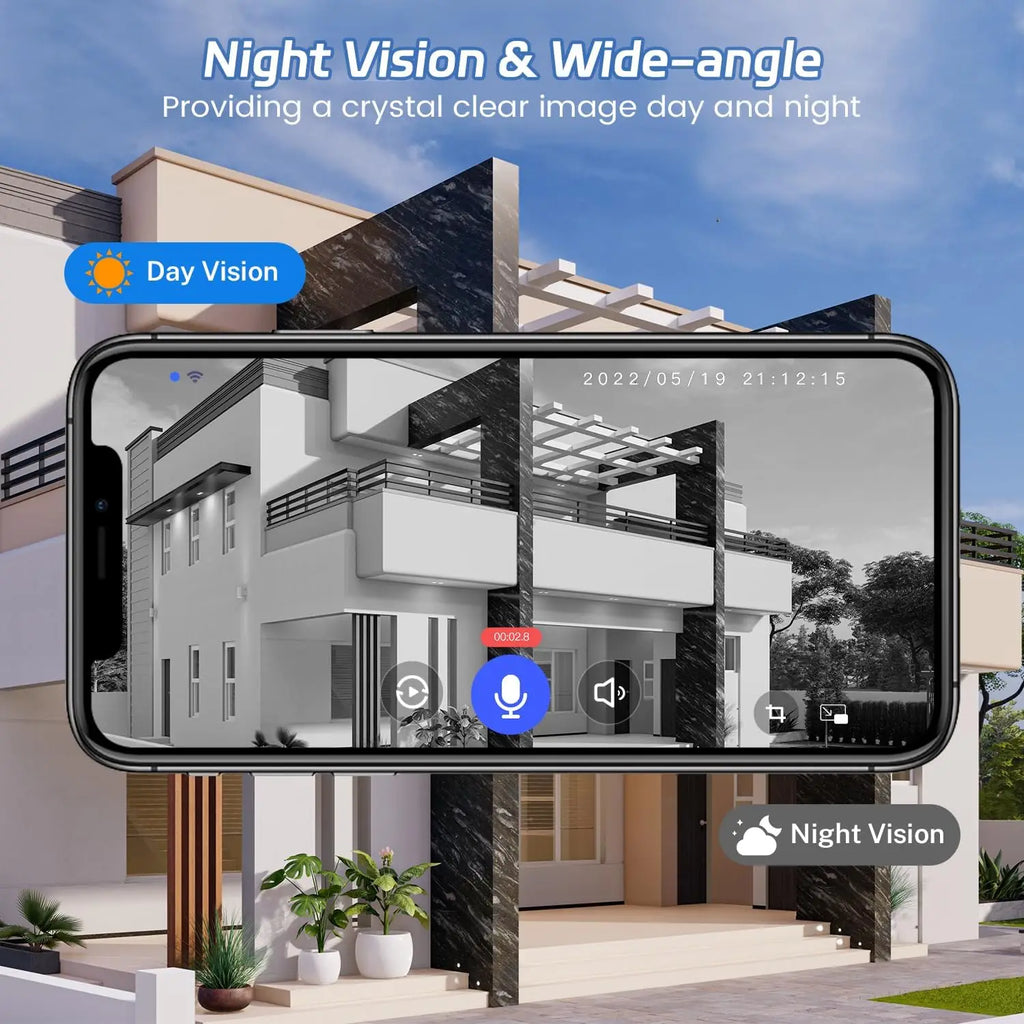 Cámara de timbre inalámbrica 1080p con visión nocturna, detección de IA, audio bidireccional y alertas en tiempo real