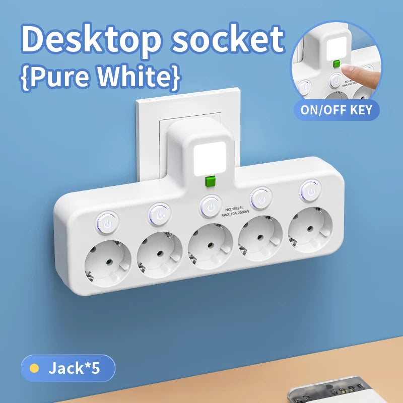 EU Plug Socket 4 Sockets Power Strip With 2 USB Type-C Port Without Extension Wall Charger Adapter For Home Offices