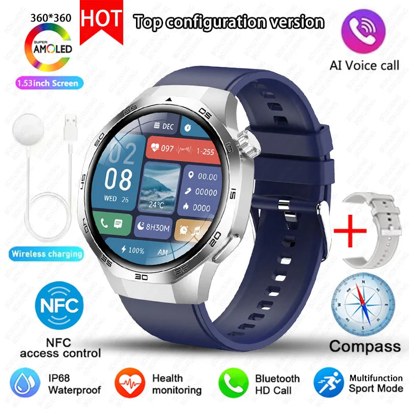 2026 New BOXUXING Watch 5 MAX Smart Watch HD AMOLED Screen NFC GPS Tracker Bluetooth Call Health Waterproof Smartwatch Men Women