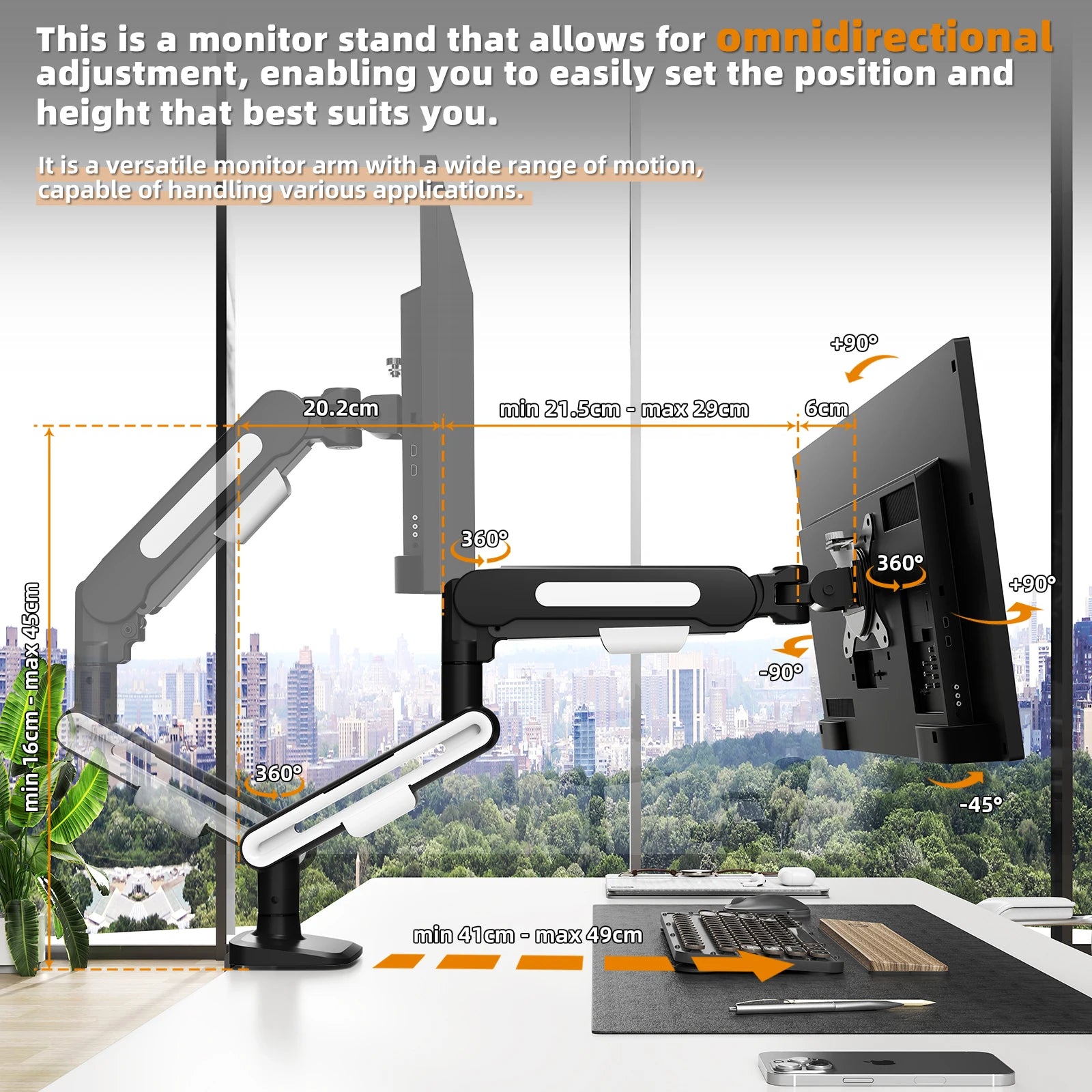 New Update Desktop Monitor Mount Bracket for 13 to 32-Inch LCD Screens Rotating Mechanical Arm Lift Base Desktop TV Screen Stand