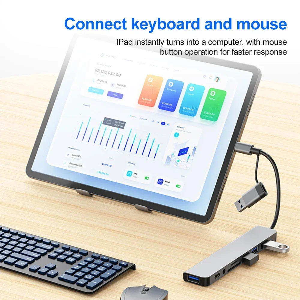 HUB USB 3.0 de 5Gbps, HUB USB C, Estación de Acoplamiento USB C, Transmisión de Alta Velocidad, Adaptador OTG Splitter, HUB TIPO C para Laptop Macbook