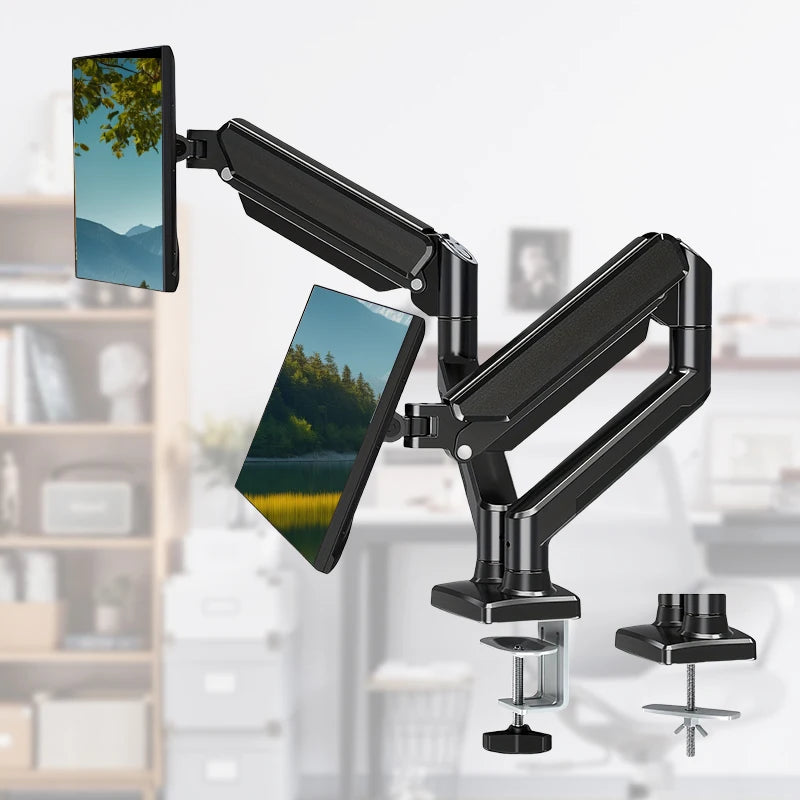 Single/Dual Monitor Mount Up To 32 inch Screens, Up To 22 Pounds Per Arm, Adjustable Dual Monitor Stand Suitable For Home Office
