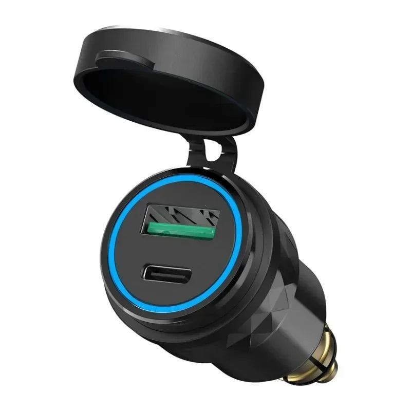 Motorcycle Waterproof Charger 30W QC3.0 USB C-type PD Power Adapter Hella DIN Plug Socket Quick Charger for BMW Ducati Triumph