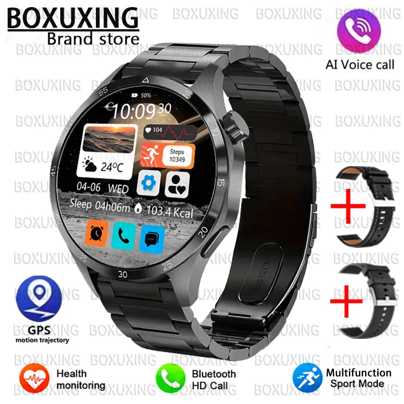 2026 New BOXUXING GPS NFC Smart Watch Men 360*360 AMOLED Screen Heart rate Bluetooth Call IP67 Waterproof Man Smartwatch Women