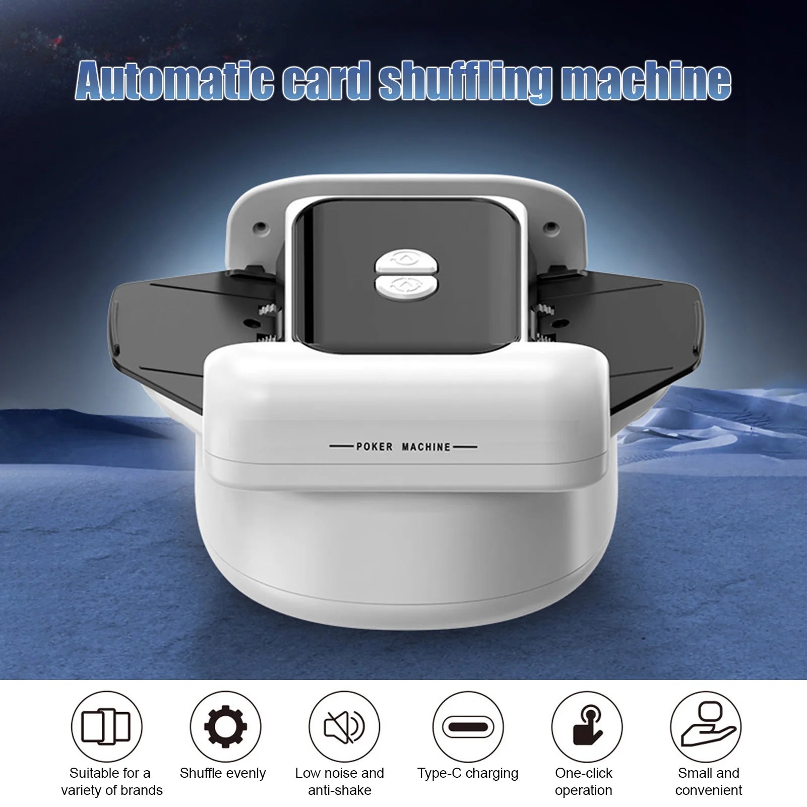 Automatic Card Shuffler 2 Deck Electric Casino Card Shuffler Rechargeable Cordless Poker Machine Card Dealer Machine Type-C Port