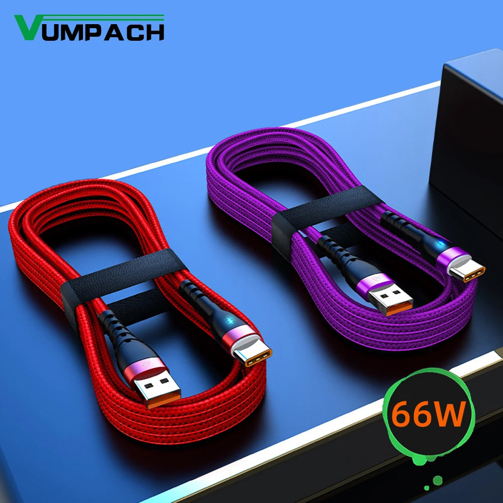 Vumpach 6A USB Type C Cable For Huawei P30 P40 Pro super Fast Charging Wire USB-C Charger Data Cord Samsung S21 ultra S20 Poco