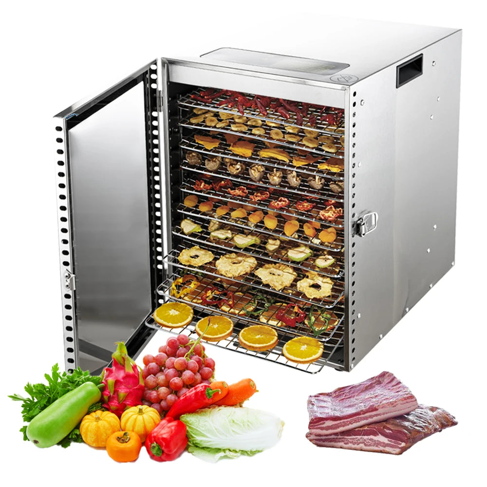 Secador de fruta de 12 capas, secador eléctrico para carne, deshidratador de alimentos para verduras y frutas, máquina de secado