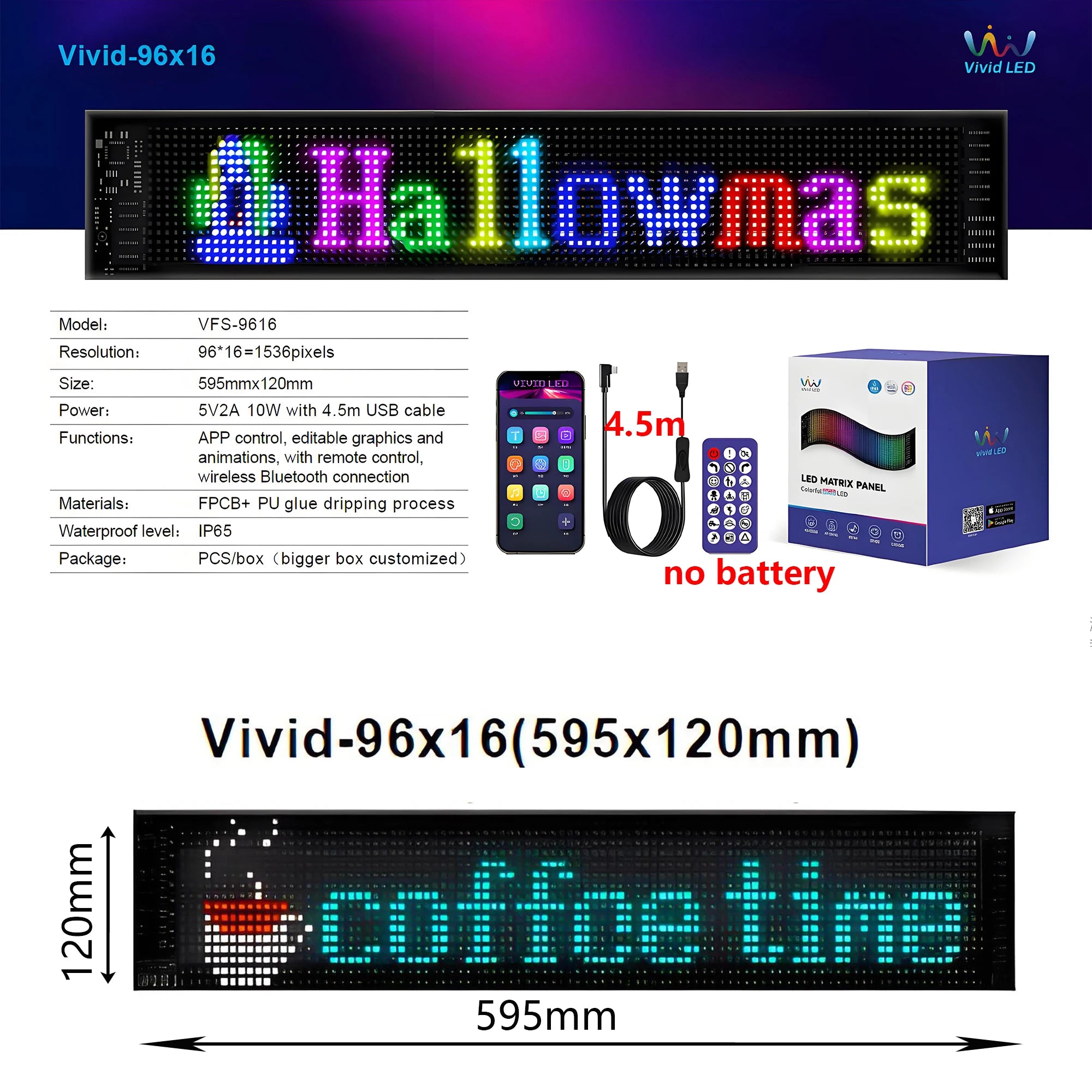 Smart Bluetooth LED Display Screens RGB LED Module Sign Matrix Pixel LED Panel Scrolling Signboard Advertising Light Car Decor