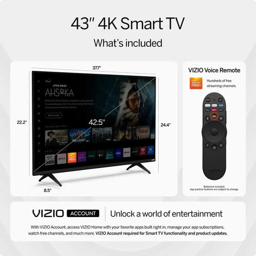Paquete de televisor inteligente 4K UHD de 55 pulgadas con HDR10+, VRR, Bluetooth, compatible con Alexa, cable HDMI y plan de protección