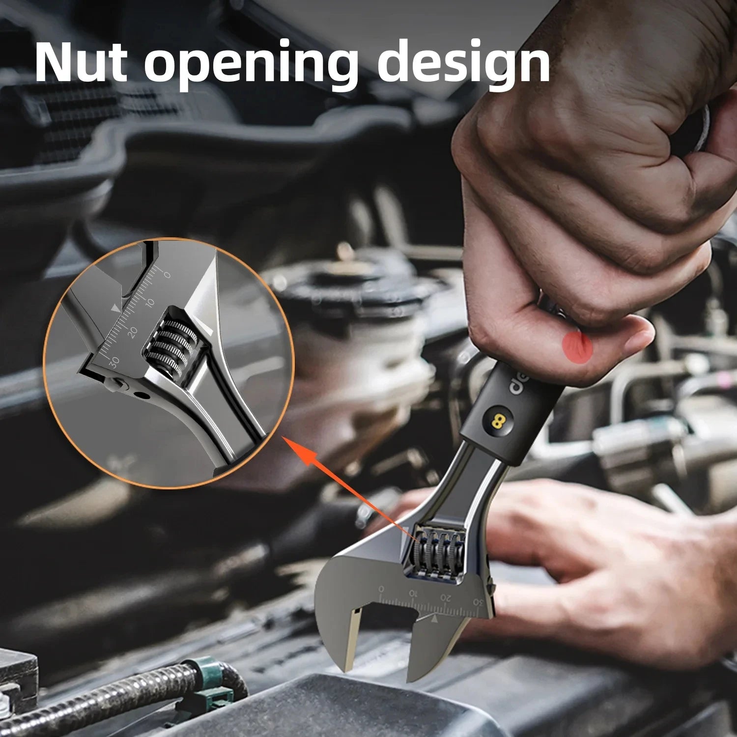 Deli Adjustable Spanner Multicolor 1 PCS 8'' Househol Multifunctional Rubberized Non-slip Handle Electrician Repair Hand Wrench