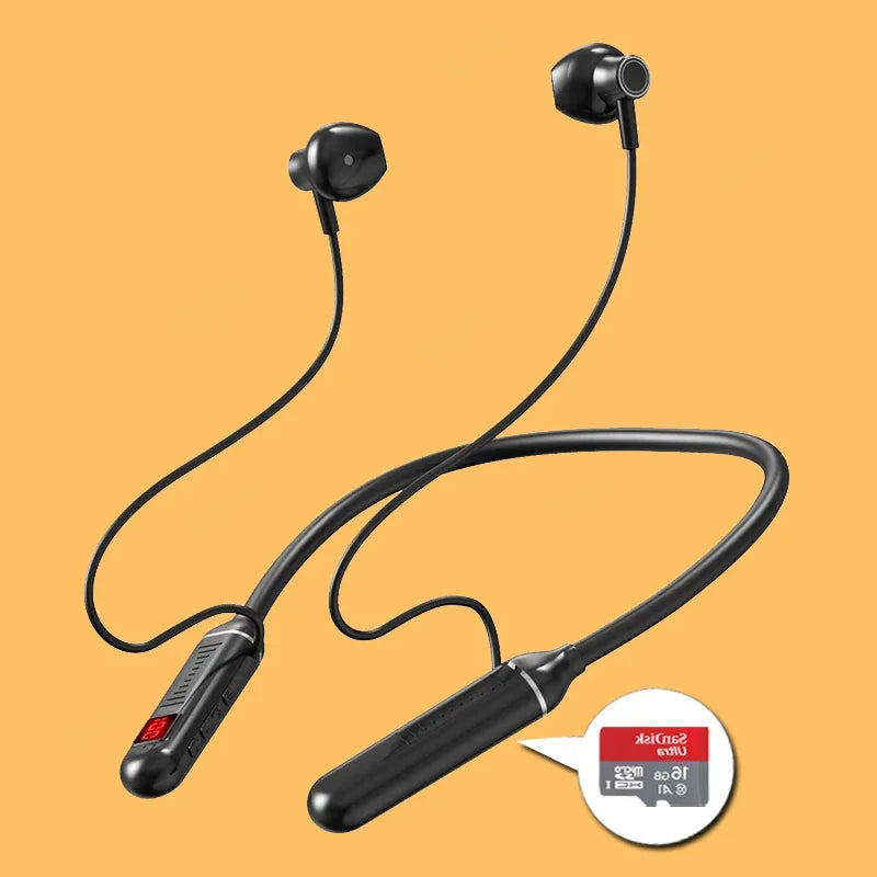 Auriculares inalámbricos de cuello Bluetooth con 500 horas de batería de larga duración con micrófono Auriculares deportivos para tarjeta TF