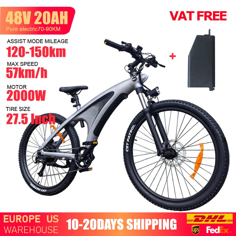 HUANCI Q5 electric bike 2000W electric dirt bike 27.5 Inch Electric Bicycle 48V20AH bike electric Mountain e bike adults ebikes