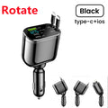 Elough 5 IN 1 Car Charger Retractable USB C to Lightning Cable 2 Type C Port Car USB Charger For IPhone Phone Adapter Compatible