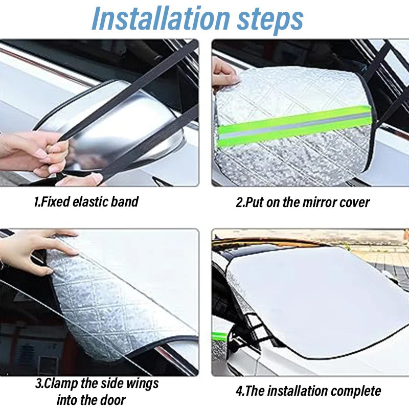 Cobertura de parabrisas para hielo y nieve, para nieve, hielo, rayos UV, protector de espejo, cubierta parasol cortavientos para coches, común a la mayoría de los coches