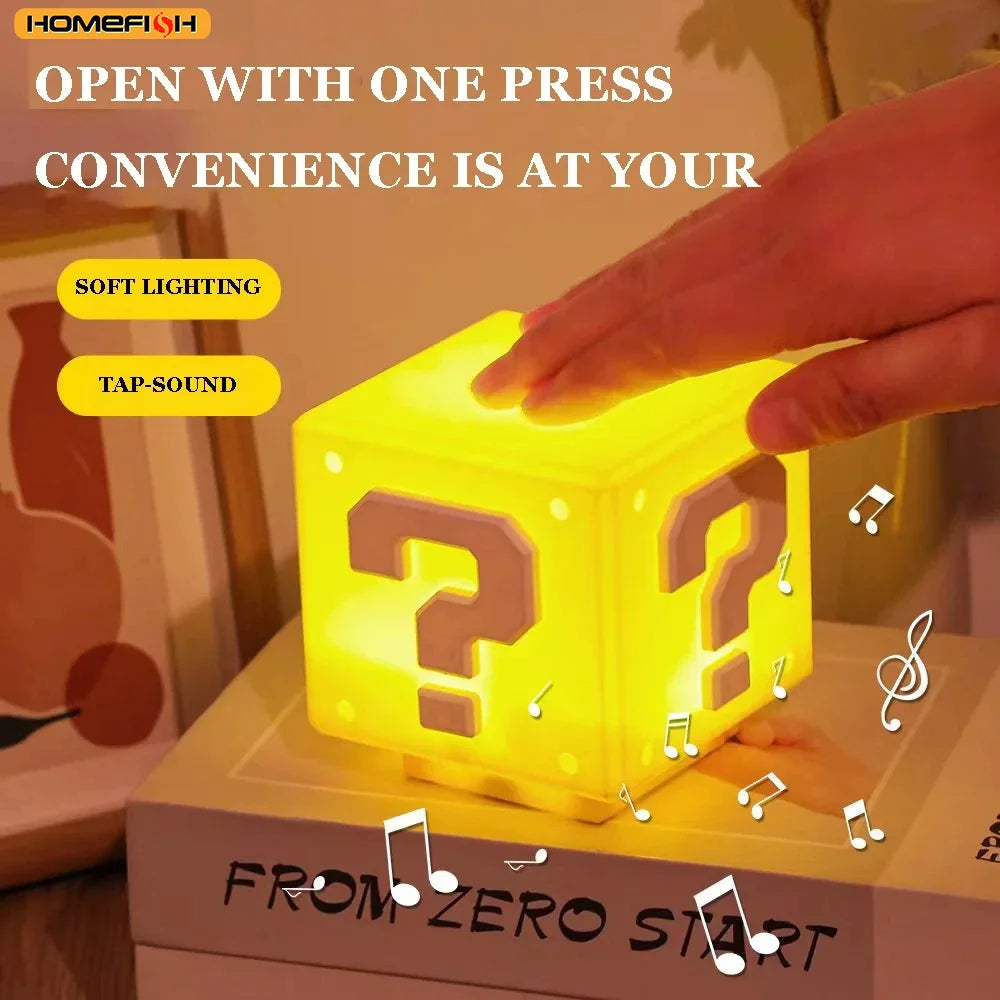 Lámpara de noche con signo de interrogación LED HOMEFISH con música, periférico de anime, lámpara de cabecera para dormitorio infantil, recargable por USB, regalo