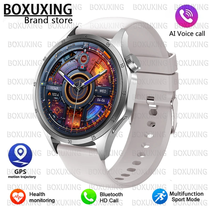 BOXUXING 2026 New GPS Sports Smart Watch Men 360*360 AMOLED Screen Heart rate Bluetooth Call IP67 Waterproof Man Smartwatch Man
