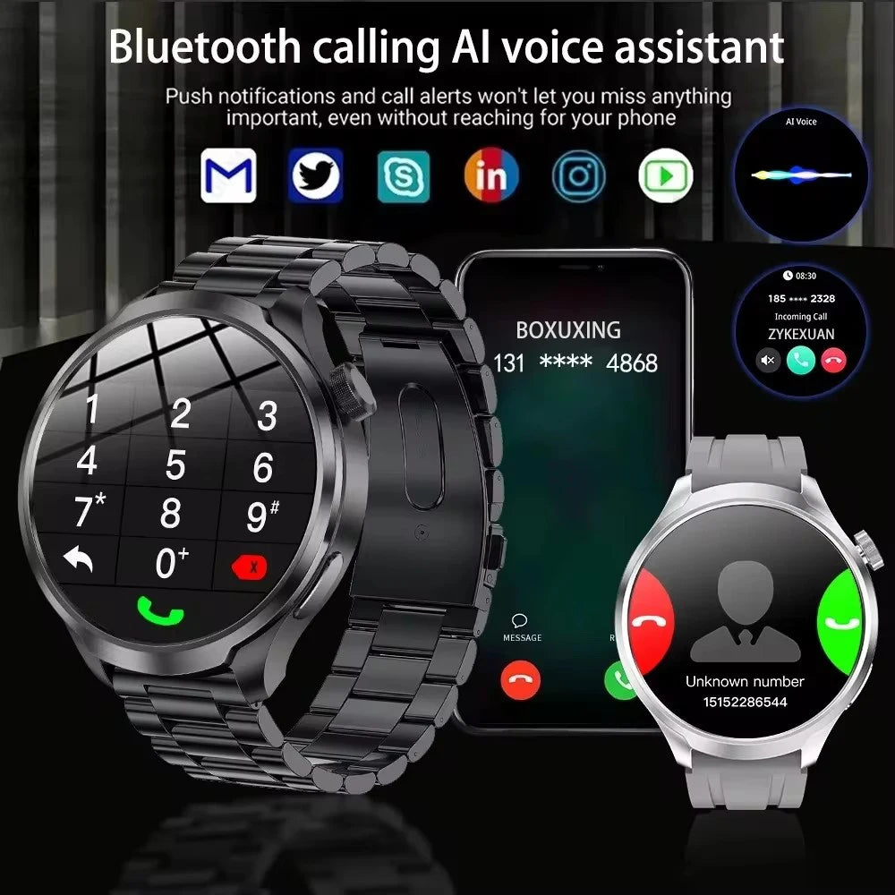 BOXUXING 1.85-inch Smart Watch Men Sport Waterproof Fitness Heart Rate Watches Compass GPS Track NFC Bluetooth Call Smartwatch