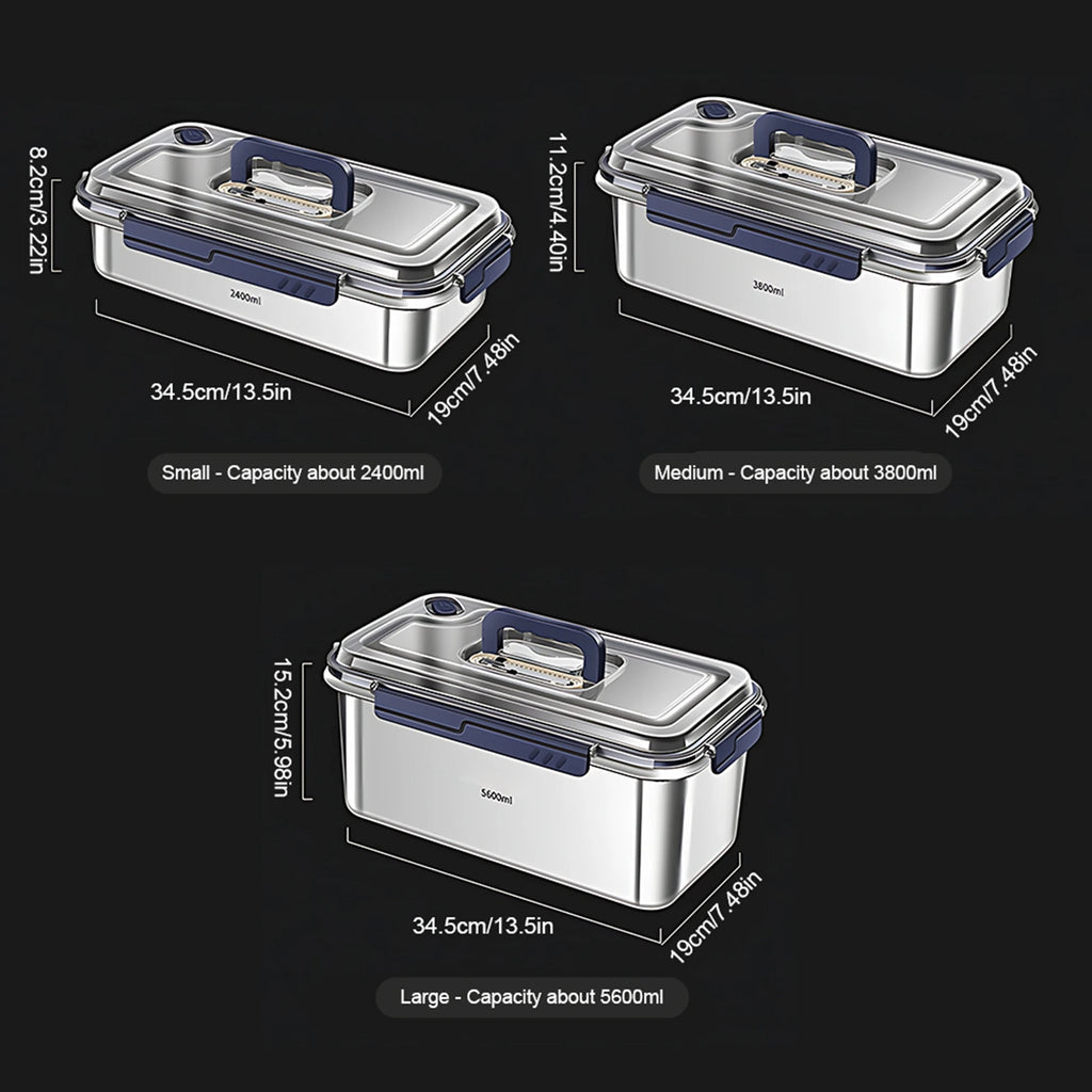 Food Storage Container with Lids Airtight 304 Stainless Steel Large Capacity Leakproof Kitchen Storage Container with Date