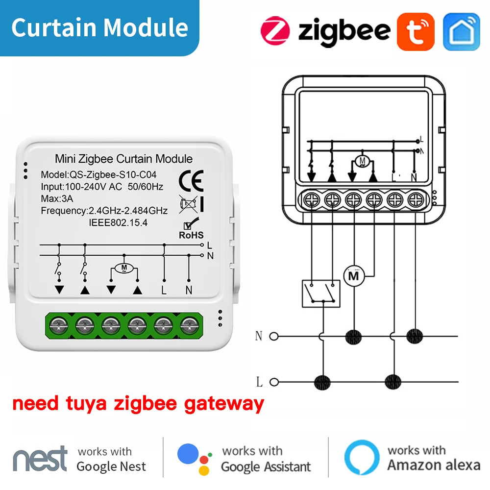 TNCE Tuya Switch Light Curtain Dimmer WIFI Zigbee, Smart DIY MINI Module, Roller Blinds Shutter Breaker, voice alexa google home