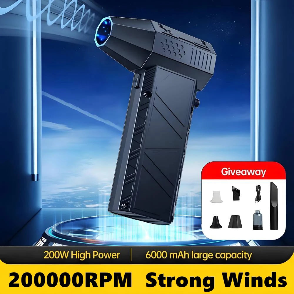 Potente soplador de aire X6 200000RPM sin escobillas, ventilador violento, aspirador de polvo, vientos fuertes 53m/s, soplador Turbo Jet, recarga tipo C