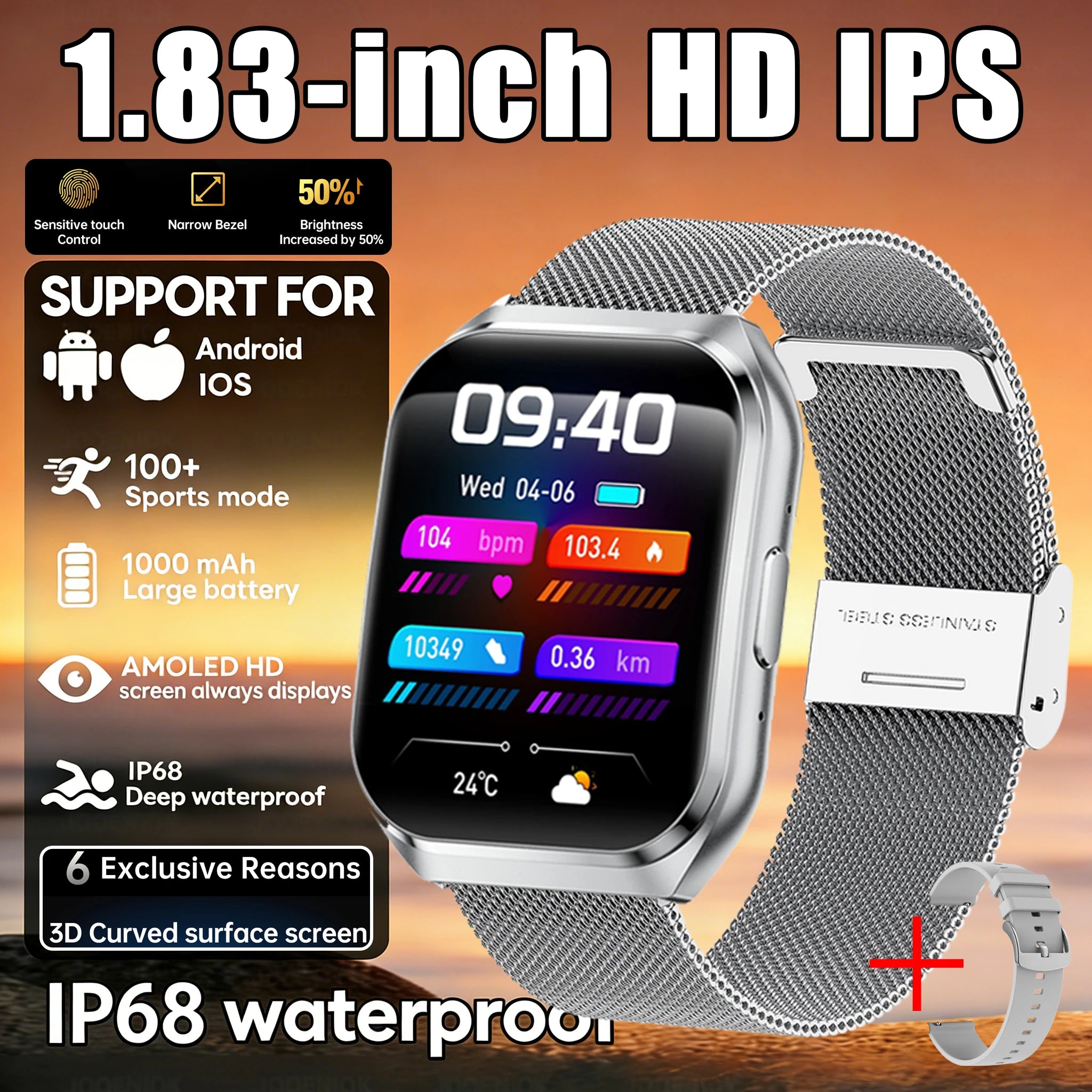 GPS Track Altimeter 1000mAh Battery IP68 Waterproof Heart Rate BT Call Sport Man Smartwatch New Outdoor Men Adult Smart Watch