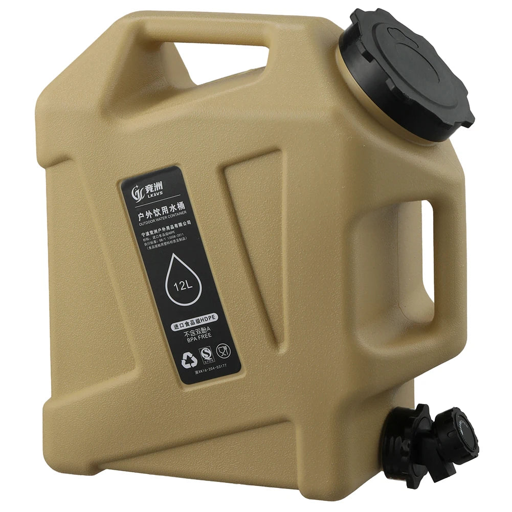 12L/10L Portable Camping Water Jug with Faucet Water Tank for Car Drinking Carrier Camping Large Capacity Water Storage Bucket