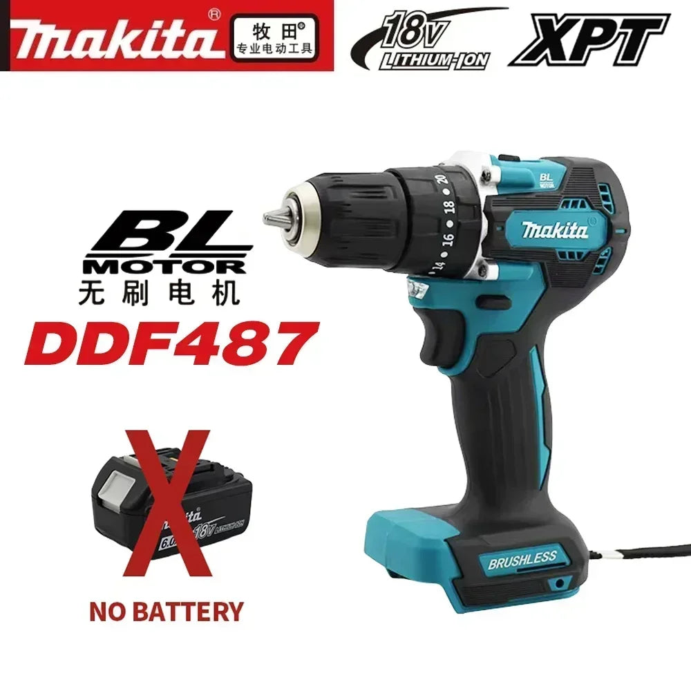 Makita DDF487 Brushless Lithium Electric Driver Electromechanical Drill Screwdriver for Makita 18V Battery, Free Delivery