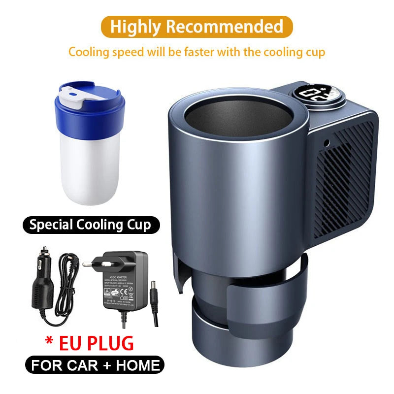 Taza eléctrica 2 en 1 para enfriar y calentar bebidas, calentador y enfriador de tazas de café, mini refrigerador inteligente para coche para leche, bebidas, taza termo
