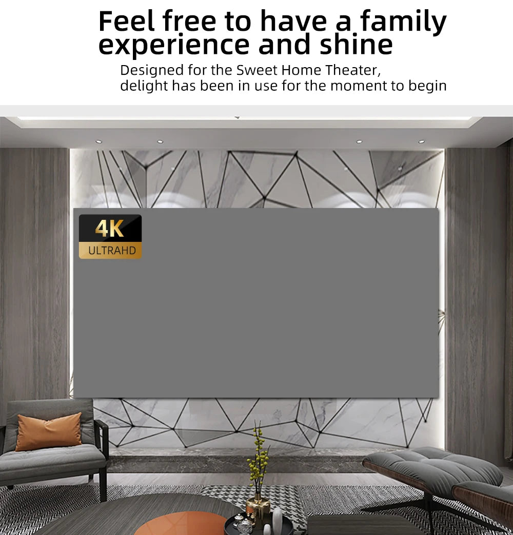 Metal anti glare screen, simple version, 30~133 inches, no need for punching installation, high-definition 4K projection screen