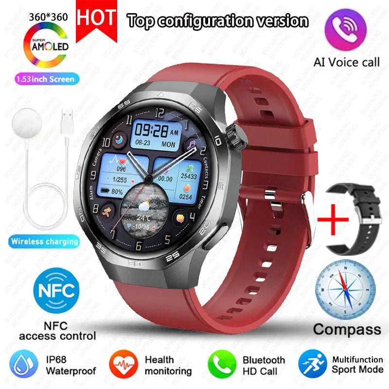 2026 New BOXUXING Watch 5 MAX Smart Watch HD AMOLED Screen NFC GPS Tracker Bluetooth Call Health Waterproof Smartwatch Men Women