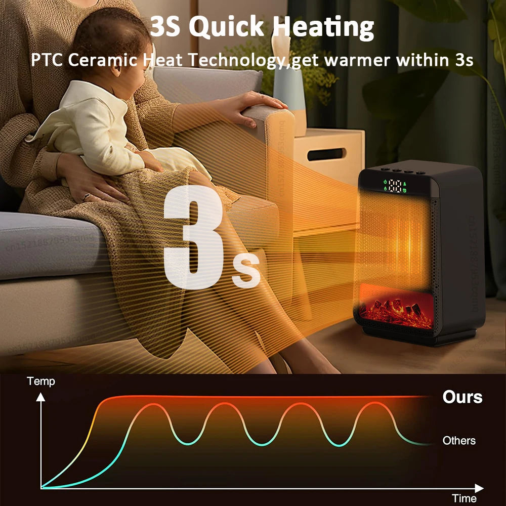 Calentador eléctrico de sobremesa con ventilador de aire caliente con termostato para el hogar, el dormitorio y la oficina