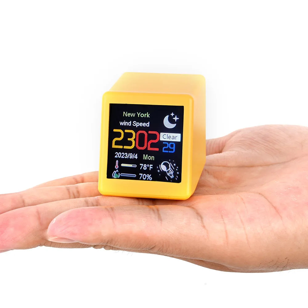 Small Portable Smart Wifi Weather Station Display Weather Temperature Humidity Time Alarm Clock Desktop Decoration