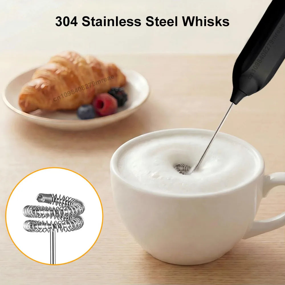 Espumador de leche inalámbrico, USB recargable, batidora giratoria automática eléctrica, espumador de leche de mano para café capuchino, máquina de crema.