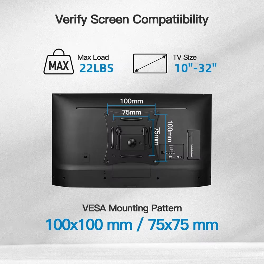 Soporte de pared para monitor de TV, LCD LED, soporte de TV ajustable, soporte de pantalla de TV, soporte de marco de TV para televisores de 10 a 32 pulgadas