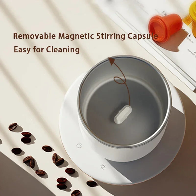Calentador de tazas de café 2 en 1, taza mezcladora magnética automática para oficina en casa, taza mezcladora eléctrica USB, placa calefactora para bebidas