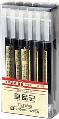 0.35mm Ultra Fine Gel Ink Pens, Quick-Drying Rollerball for Office School Writing, 12-Pack Black