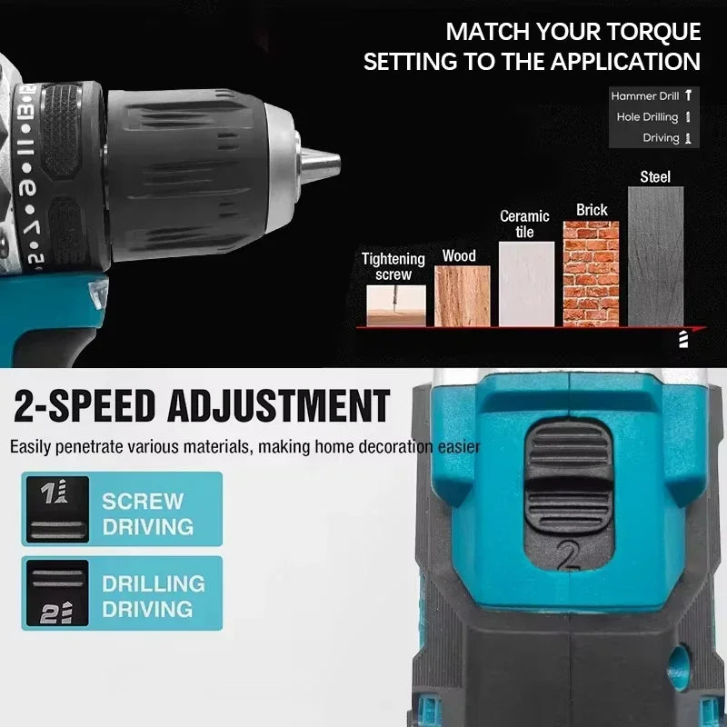 Makita Original DDF487 Cordless Driver Drill Brushless Electric Impact Screwdriver Rechargeable Power Tool 18V