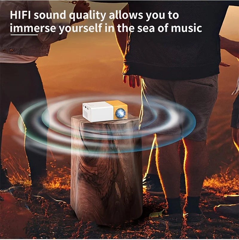 El mini proyector portátil HD YG300 es adecuado para el hogar, exteriores y proyectores portátiles, y es compatible con enlaces USB, HDMI y tarjetas SD.