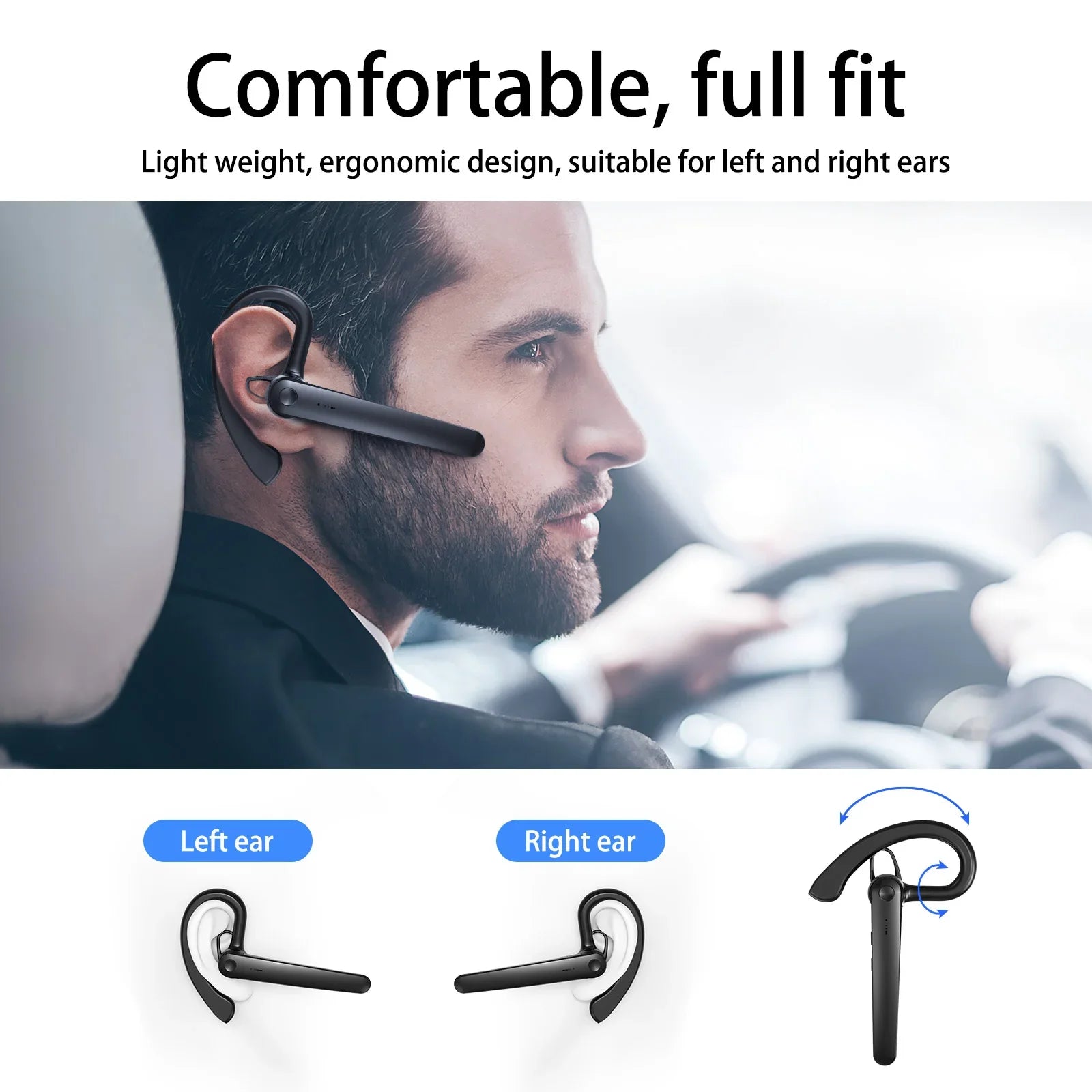 Auriculares inalámbricos Bluetooth con micrófono, audífonos con cancelación de ruido ENC, manos libres para negocios y conducción